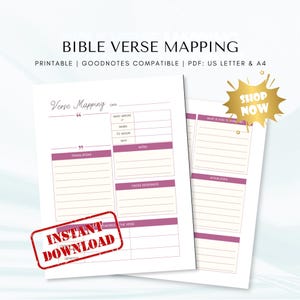 Bible Verse Mapping Worksheet | Bible Study Guide (Digital PDF)