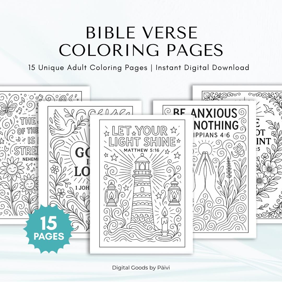 Bible Verse Coloring Pages for Adults: 15 Christian Coloring Sheets