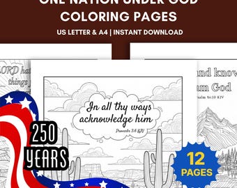 USA 250th Anniversary Coloring Pages: Bible Verses (Digital PDF)