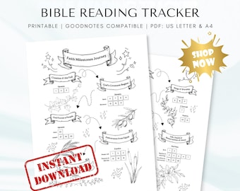 Bible Reading Tracker Coloring Pages | Printable Bible Study Guide (Digital PDF)