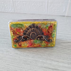 Portasigarette dipinto a mano, scatola di tabacco artistica unica, portasigarette in metallo, scatola di sigarette decorata, regalo per fumatori, porta biglietti da visita