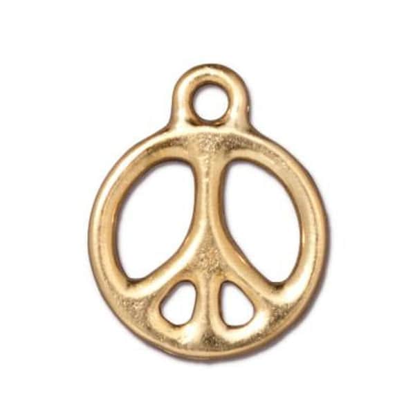 Peace Pendant or Charm in Antique Gold from TierraCast