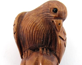 Eagle Hand-Carved Boxwood Ojime Bead