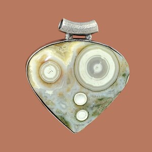 Spade Shaped Ocean Jasper Pendant with tube bail - Talk to the Animals in Physical and Spirt Planes