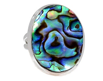 Paua Abalone Shell Ring Size 7.5 aka Mother-of-Pearl Ring
