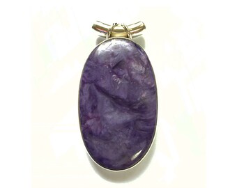 Pendentif charoite avec bélière tubulaire