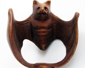 Bat with Wings Spread Hand-Carved Boxwood Netsuke 1-5 8 quot Wide Bead