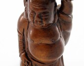 Buddha with Fan Japanese Hand-Carved Boxwood Netsuke Bead