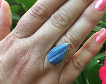 Blue Owyhee Opal Ring size 6.5