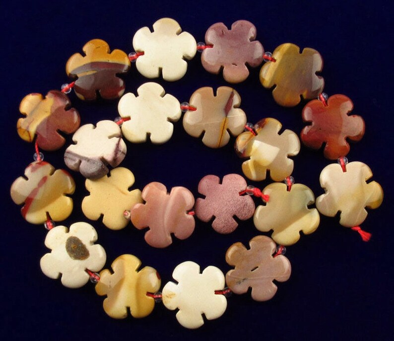 16 Inch Strand of Mookaite Jasper Beads 20 flower power beads