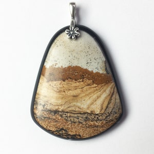Black Bordered African Queen Picture Jasper Bell-Shaped Pendant - Gallery Quality