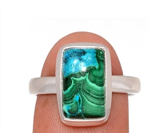 Malachite in Chrysocolla Ring Size 9