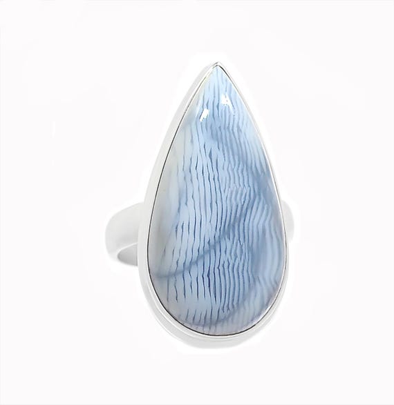Blue Owyhee Opal Ring sterling silver size 7