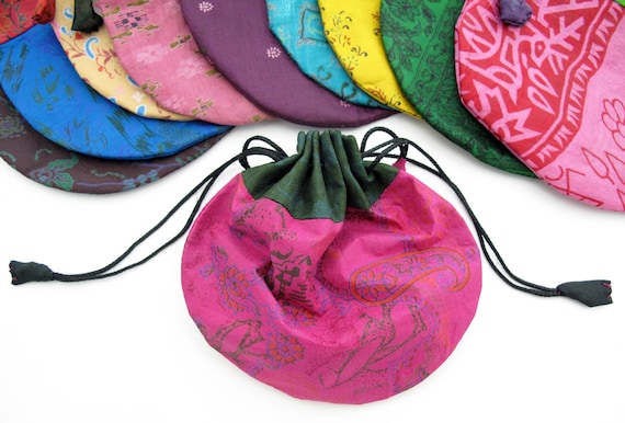 Silk Sari Small Pouch Bag 10-Pack