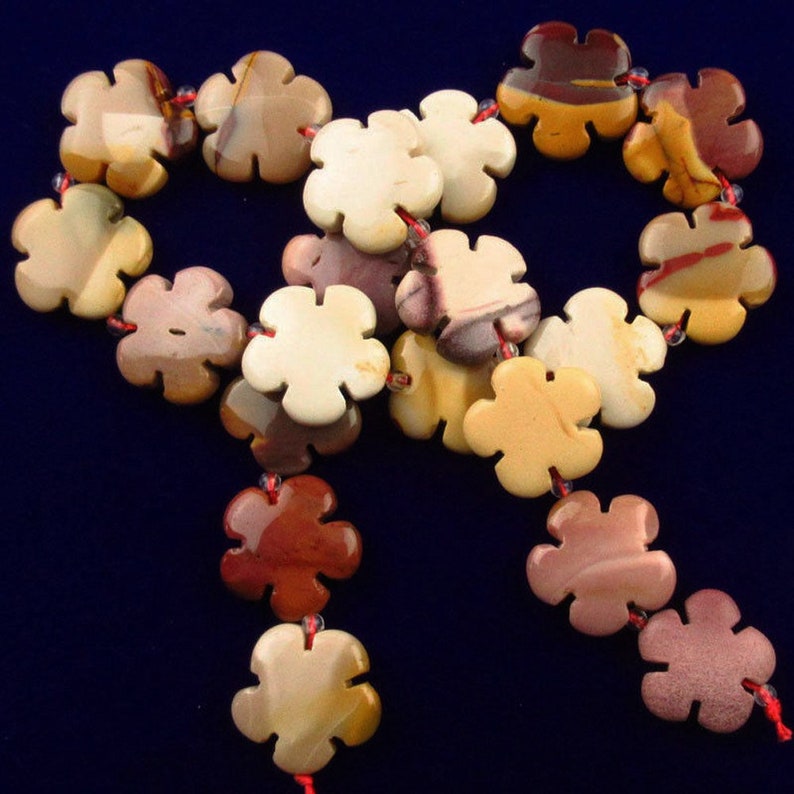 16 Inch Strand of Mookaite Jasper Beads 20 flower power beads