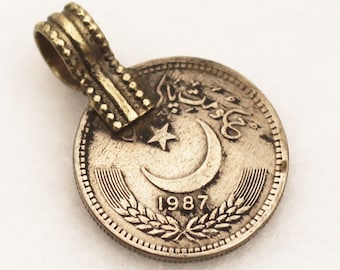 Old Afghan Small 18mm Silver Coin Pendant or Charm