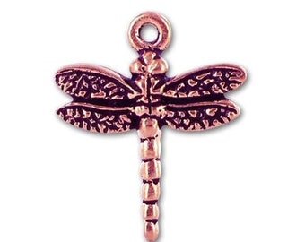 Dragonfly Charm Antique Finish Copper