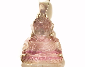 Purple Fluorite Carved Buddha Pendant