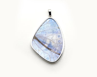Perle Blau Morpho Schmetterling Flügel Anhänger XXL