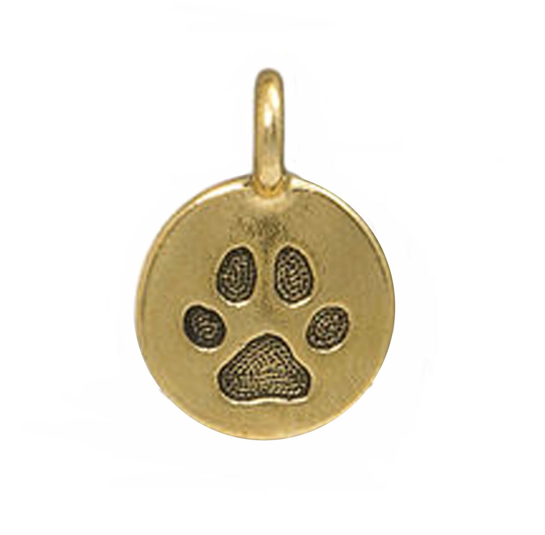 Paw Print Pendant or Antique Gold Paw Charm From Tierracast - Etsy