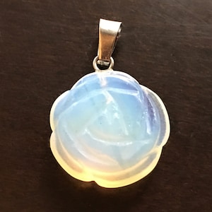 Opalite Pendant Carved Rose Small Size