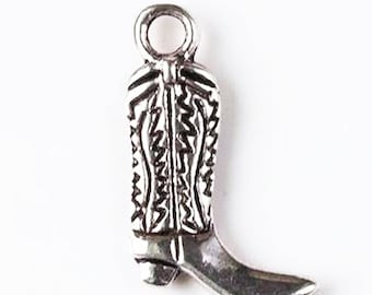 Cowboy Boot Silver Plated Pewter Charm