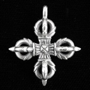 Double Dorje Silver-Plated Brass Charm