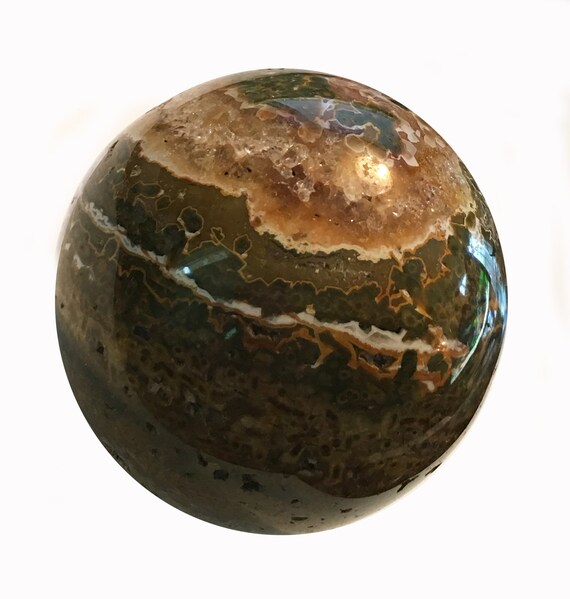 Ocean Jasper Sphere 71mm Big With Band of Sparkly Druzy! - Etsy