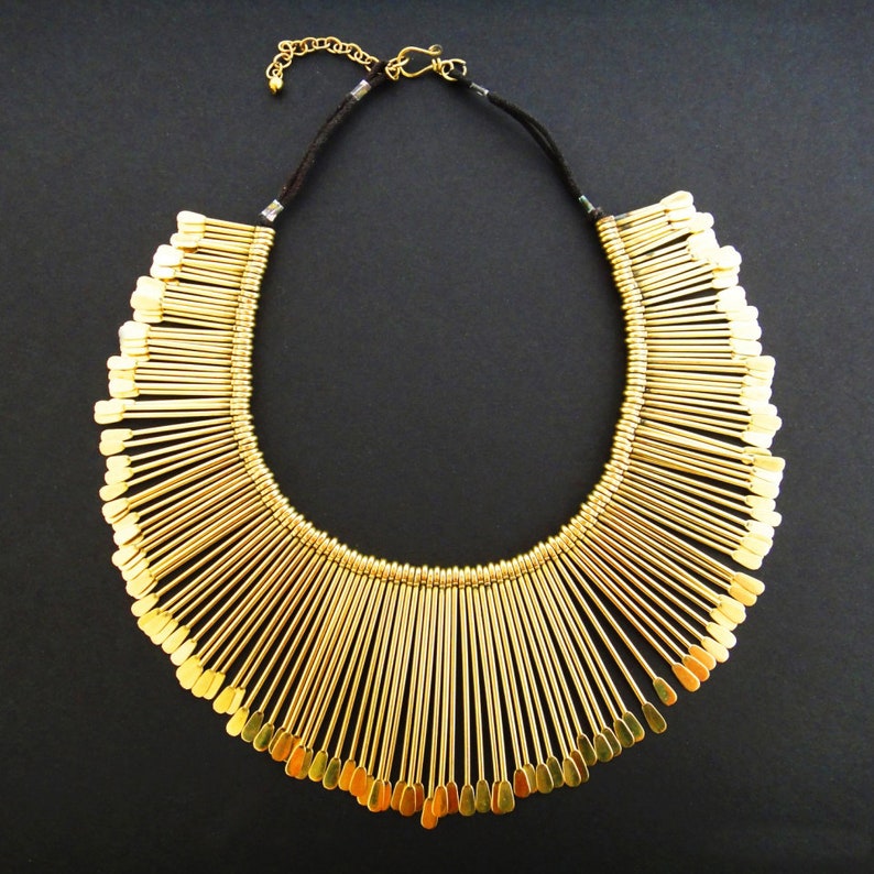 Sun Ray GoldTone Brass Goddess Necklace Etsy