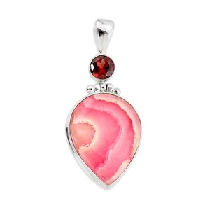 Rhodochrosite Pendant with Garnet