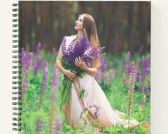 Lady in the Garden 8-1/2 x 8-1/2 Lined Notebook perfect for a gardener or aromatherapist
