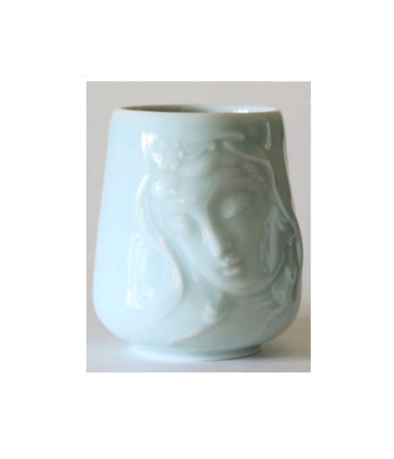 Elegant Kwan Yin Celadon Mug