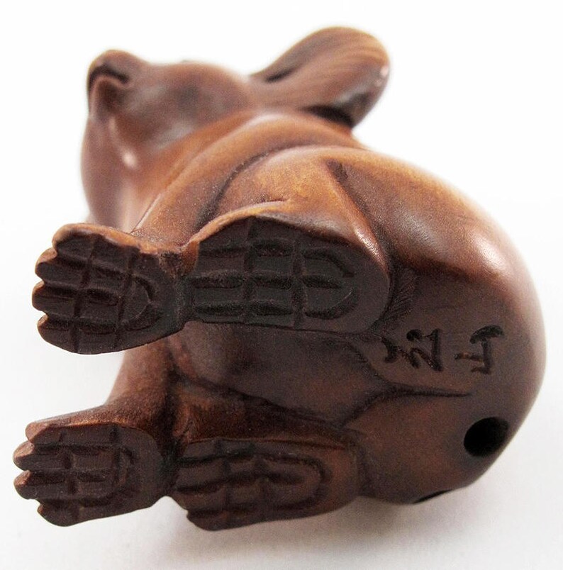 Koala Mom and Baby Hand-Carved Boxwood Netsuke Bead image 4