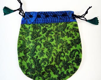 Silk Sari Drawstring Bag - Individual Pouch Size Large