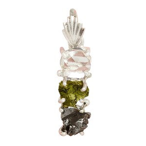 Herkimer Diamond, Czechia Moldavite and Campo del Cielo Pendant