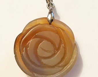 Carnelian Pendant Carved Rose