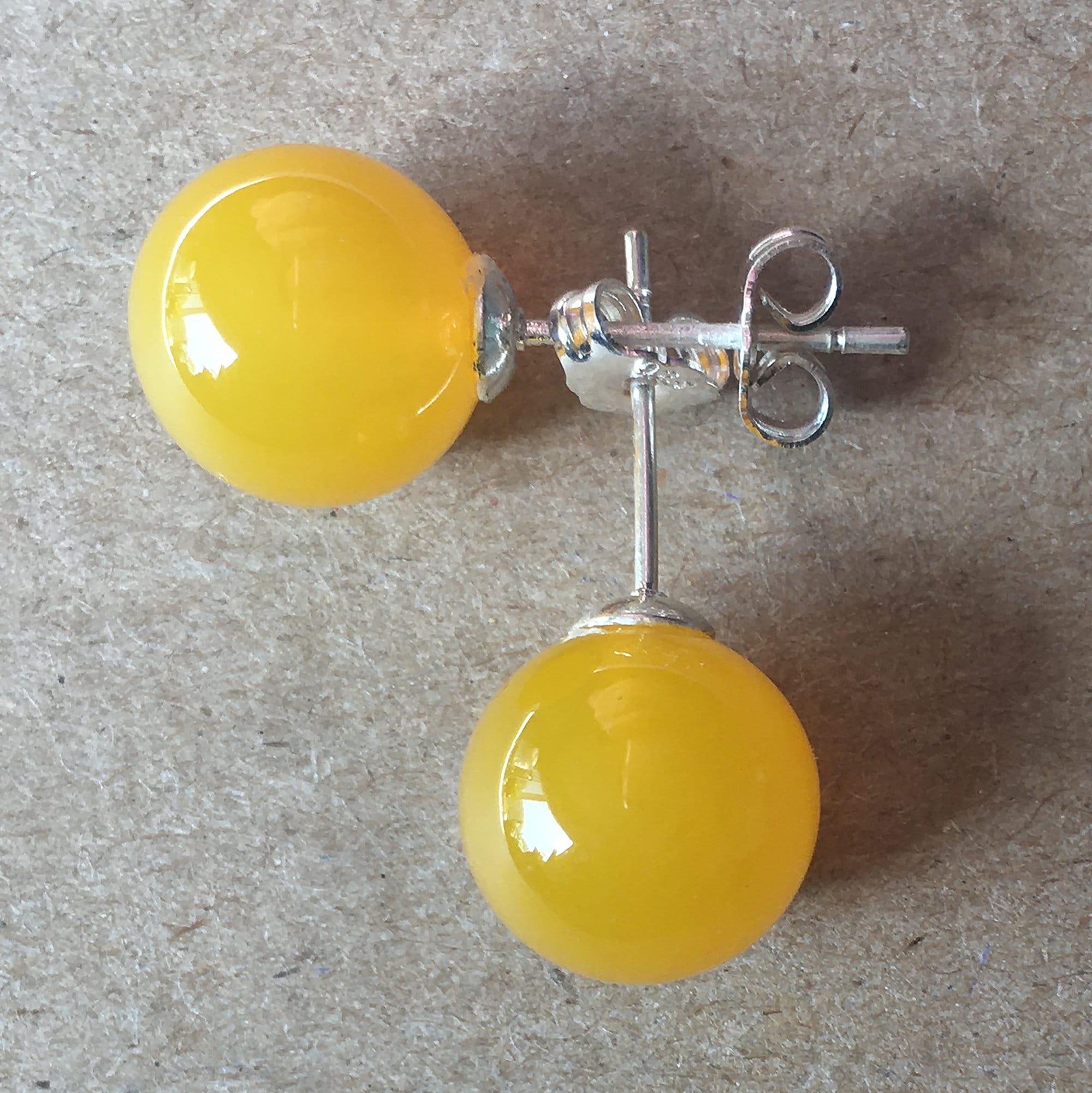 Light Yellow Acrylic Sphere Handmade Drop Earrings Hook Lever Back or Clip on