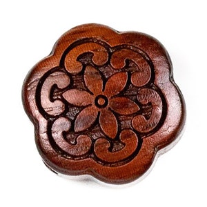 Flower Mandala Sandalwood Ojime Bead in Small Size