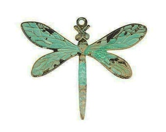 Dragonfly Charm in Brass with Patina