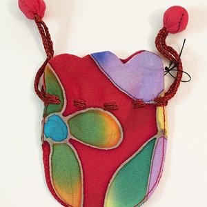 Drawstring Bag 4.5 Inch Painted Silk Charmeuse Vintage