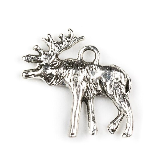 Moose Charm Sterling Silver Antiqued Finish Moose Charm Sterling Silver Antiqued Finish