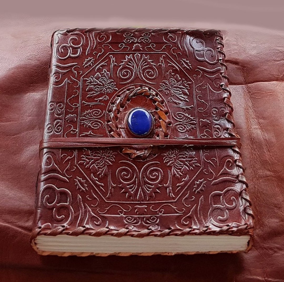 Blue Stone Embossed Leather Journal - Etsy