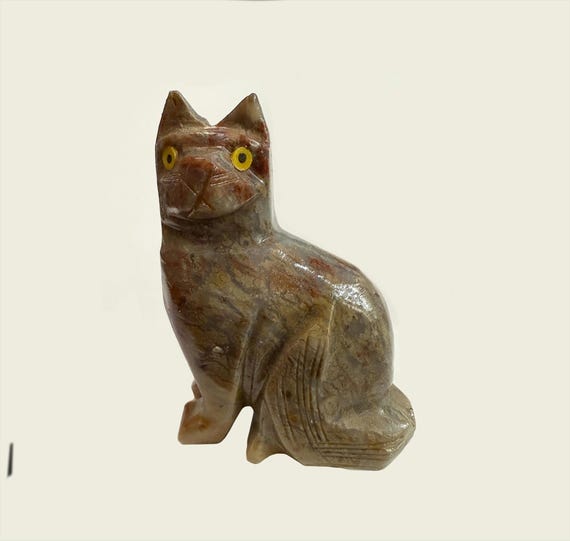 座っている子猫の石鹸石彫刻 - Etsy 日本