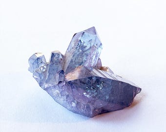 Aqua Aura Quartz Crystal 1 Inch Mini Cluster Lavender Tinge