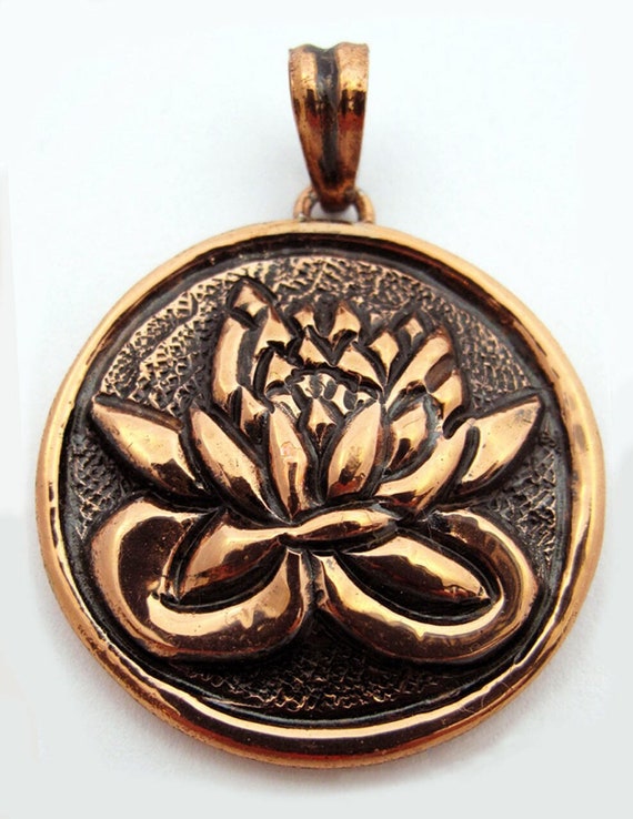 Lotus Pendant Flower Hand-Made Copper Amulet