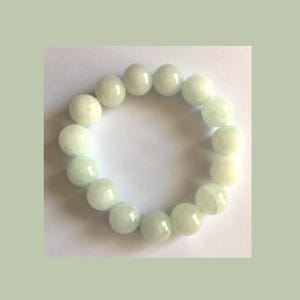 Green Jade Stretch Bracelet 12mm Round Beads