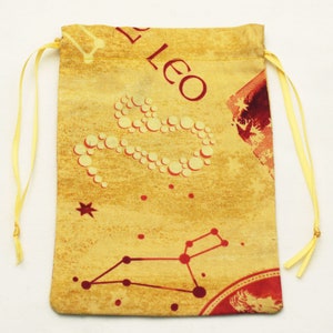 Leo Zodiac Sign Cotton Drawstring Bag for Your Tarot Deck