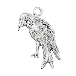 Raven pendant  or charm of Sterling Silver