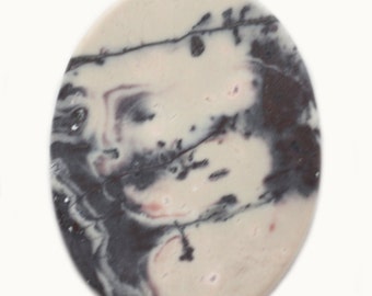 Exotica Porcelain Jasper Flat Oval 31 by 41 mm Cabochon - satiny smooth