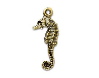 Sea Horse Pendant or Charm in Antique Gold from TierraCast
